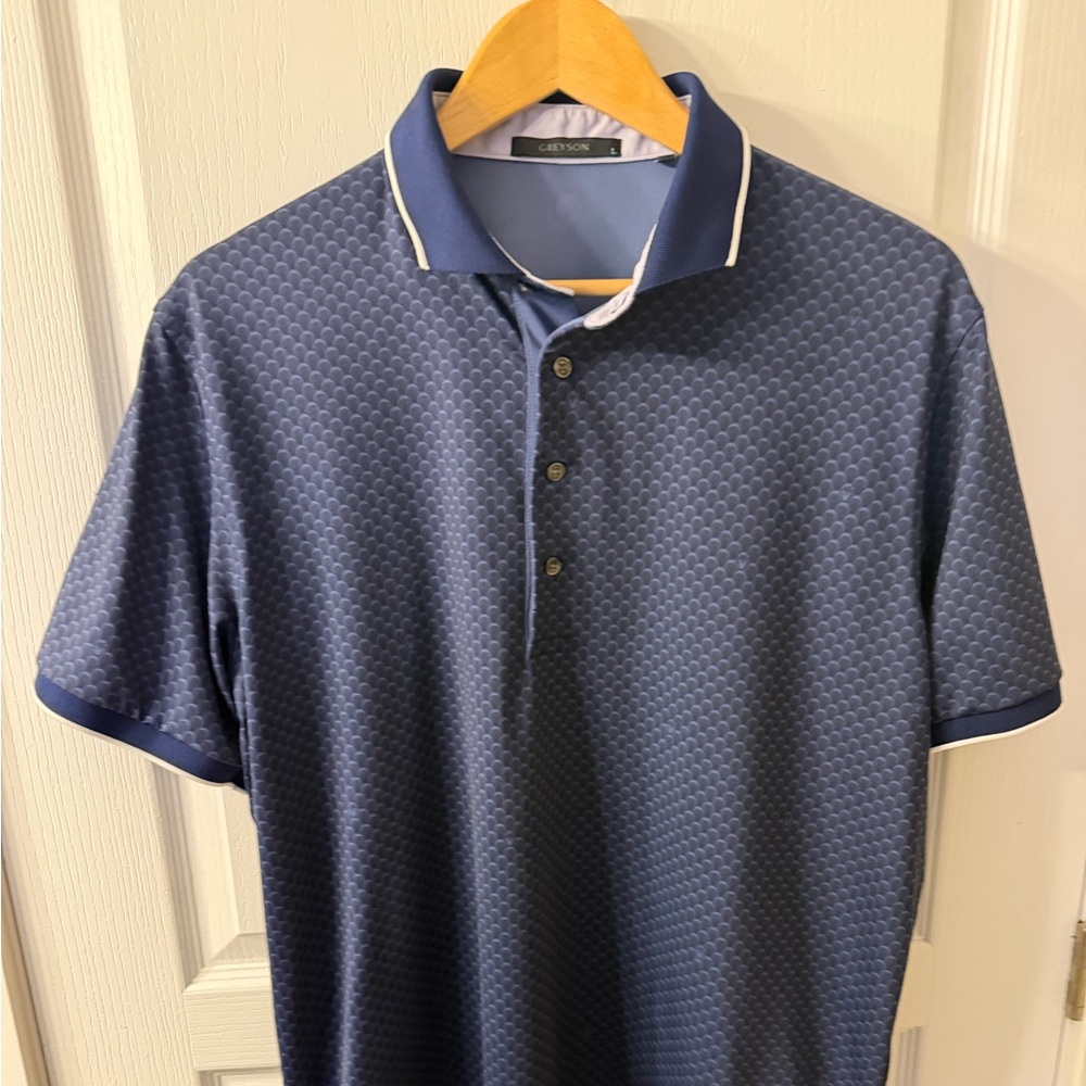 Greyson Navy Polo with White Contrast Piping